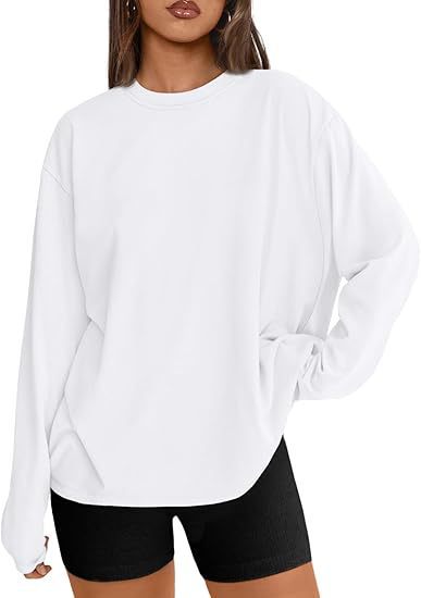 Damen Oversize-Sweatshirt mit Rundhalsausschnitt und verlängertem Saum Drune