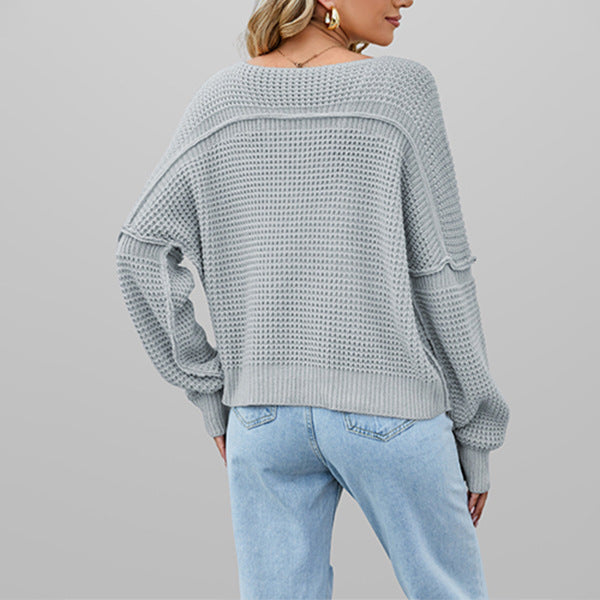 Damen lässiger Pullover im strukturierten Waffelmuster Drune