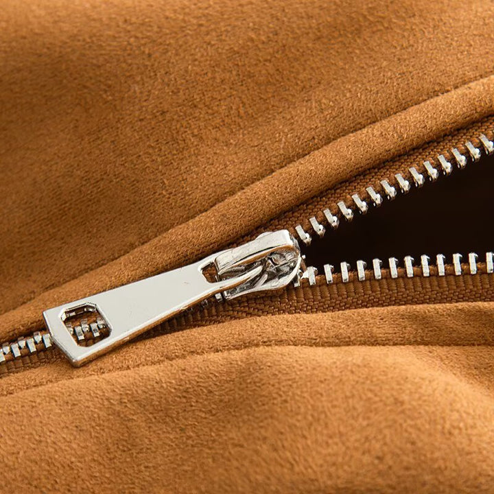 Damen Kurzjacke im Bomberstil mit Stehkragen und asymmetrischer Druckknopfleiste Drune
