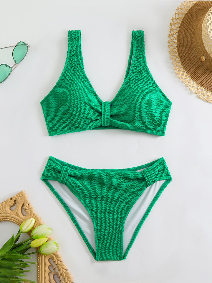 Femme Strukturierter Hochgeschnittener Bikini-Set Drune