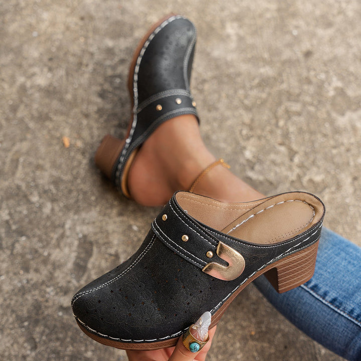Damen Hohe Clogs mit floralem Muster und ergonomischem Fußbett Drune