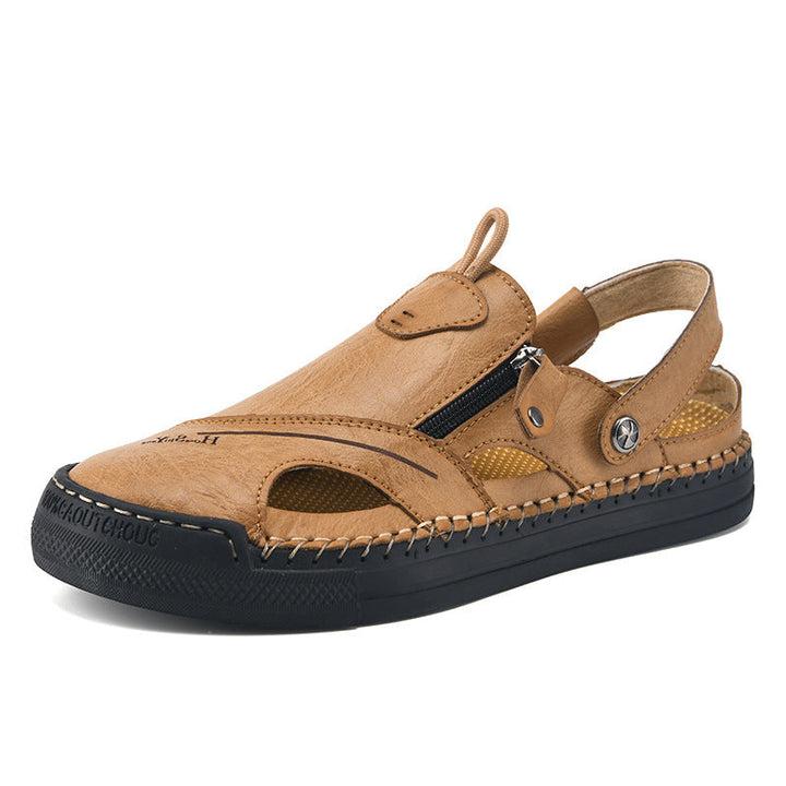 Herren Atmungsaktive und bequeme Leder-Sandalen mit verstellbarem Riemensystem Drune
