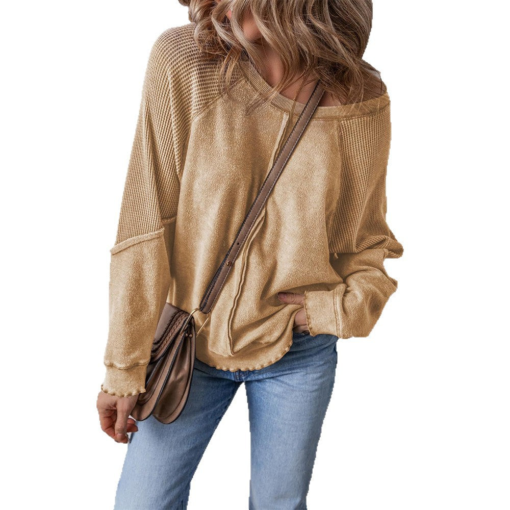 Damen lässiger Pullover mit weitem Ausschnitt Drune