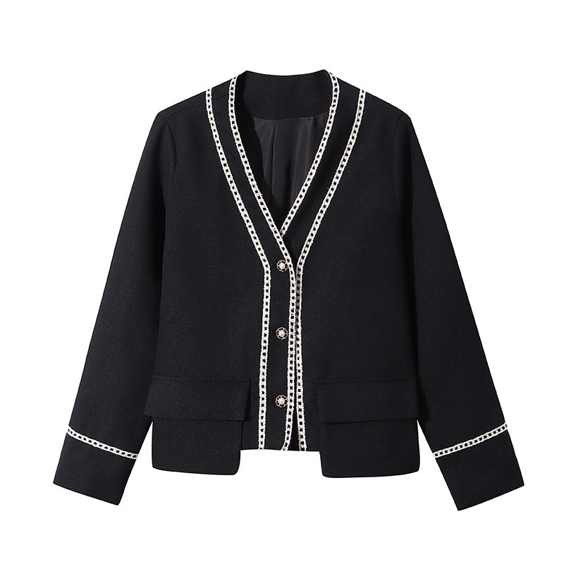 Damen Eleganter Cardigan mit zarten Kontrastdetails Drune
