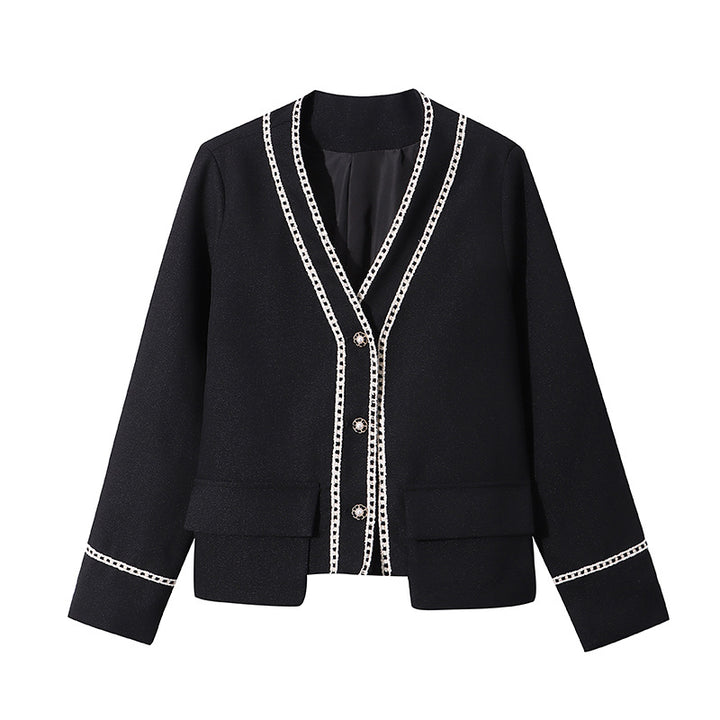 Damen Eleganter Cardigan mit zarten Kontrastdetails Drune