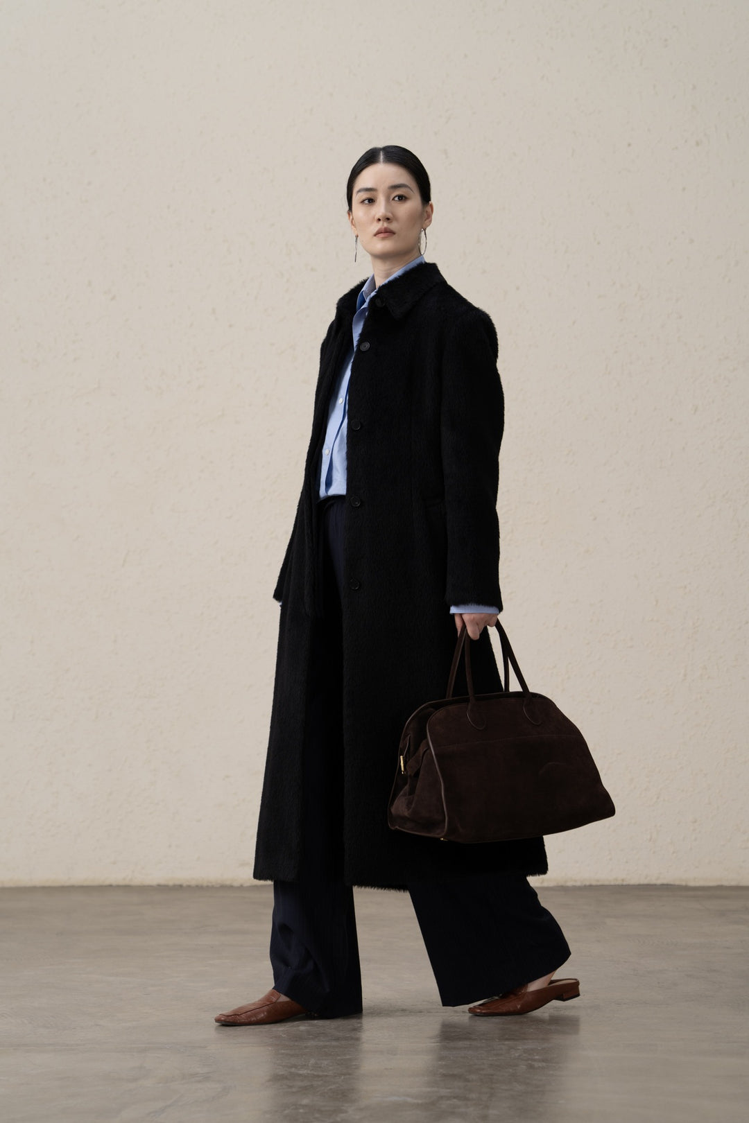 Damen Eleganter Langhaarmantel Drune