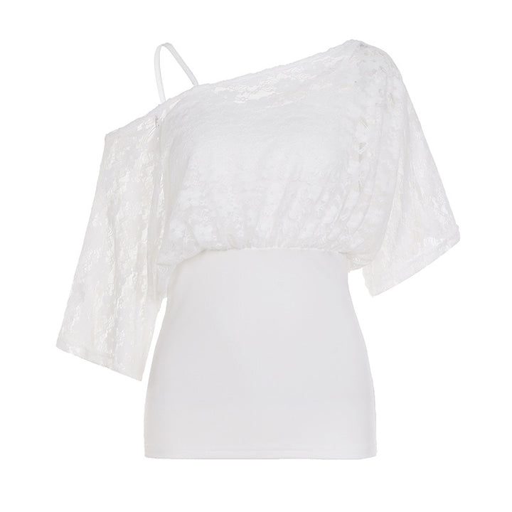 Damen elegante Spitzenbluse mit tailliertem Schnitt und voluminösen Ärmeln Drune