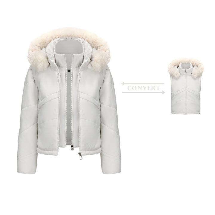 Damen Wendejacke mit abnehmbarer Kapuze und Kunstfell von Drune