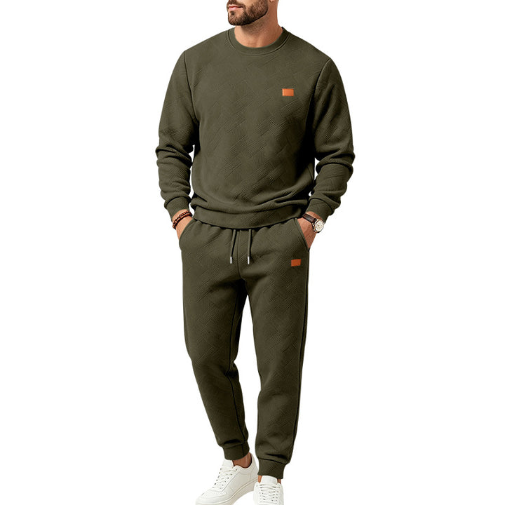 Herren Gemustertes Komfort-Sweatset mit Rundhals-Sweatshirt und Kordel-Jogginghose Drune