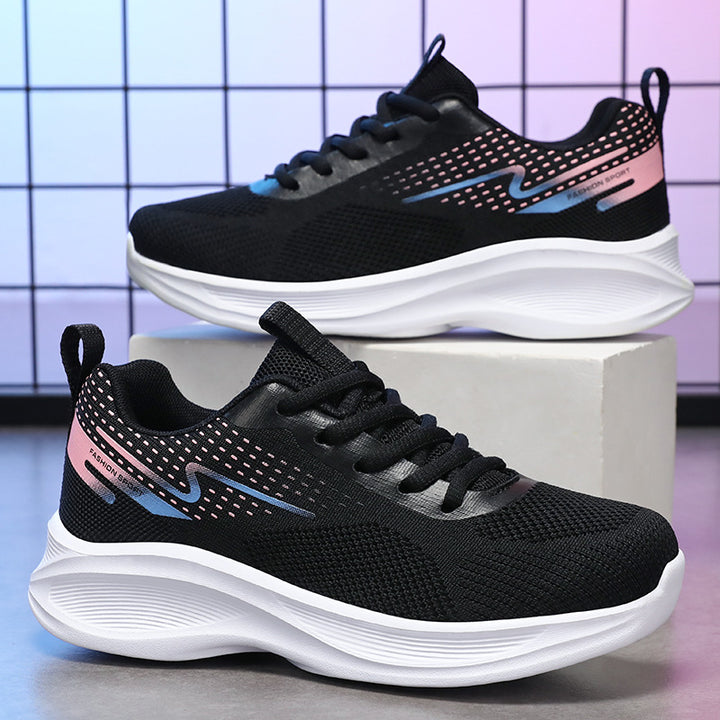 Damen nan leichte atmungsaktive Strick-Laufsneaker mit Memory-Schaum-Fußbett und dämpfender EVA-Plateausohle Drune