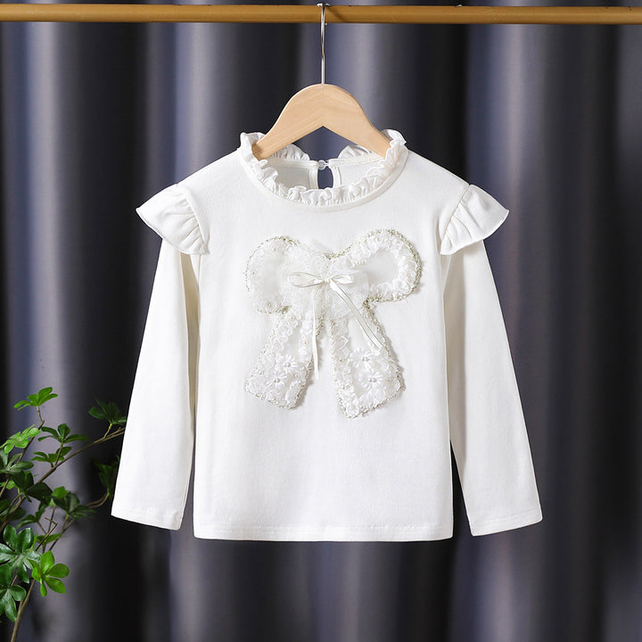 Damen Langarmshirt mit verspieltem Rüschendesign und dekorativem Blumenmotiv Drune