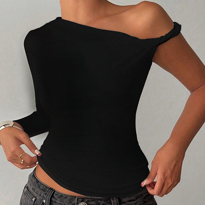 Damen asymmetrisches Langarmoberteil mit schulterfreiem Design Drune