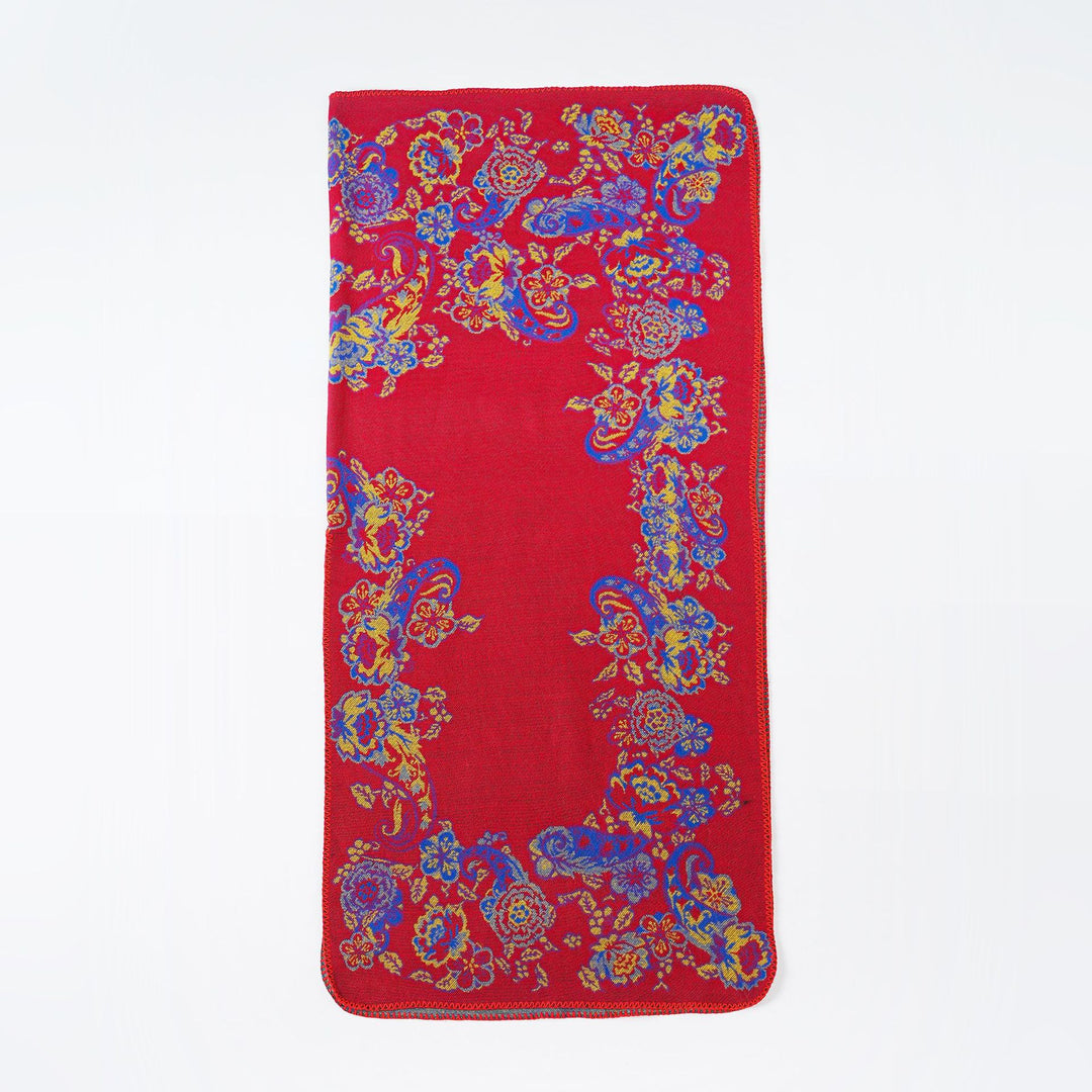 Damen Jacquard-Poncho aus Wollmix mit floraler Musterung und Kettelkante Drune