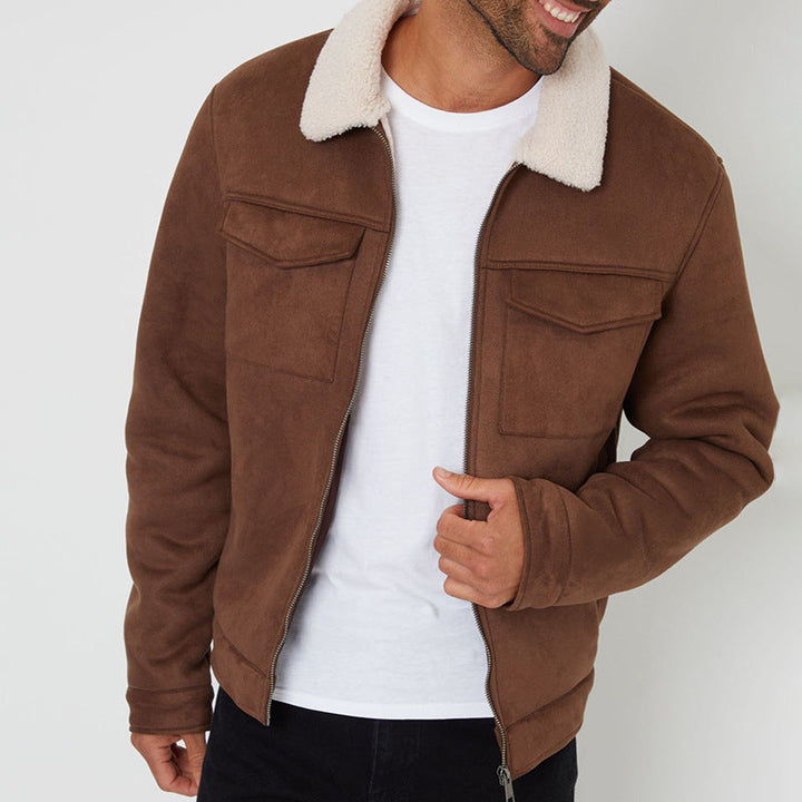 Herren Wildlederjacke mit warmem Kragen