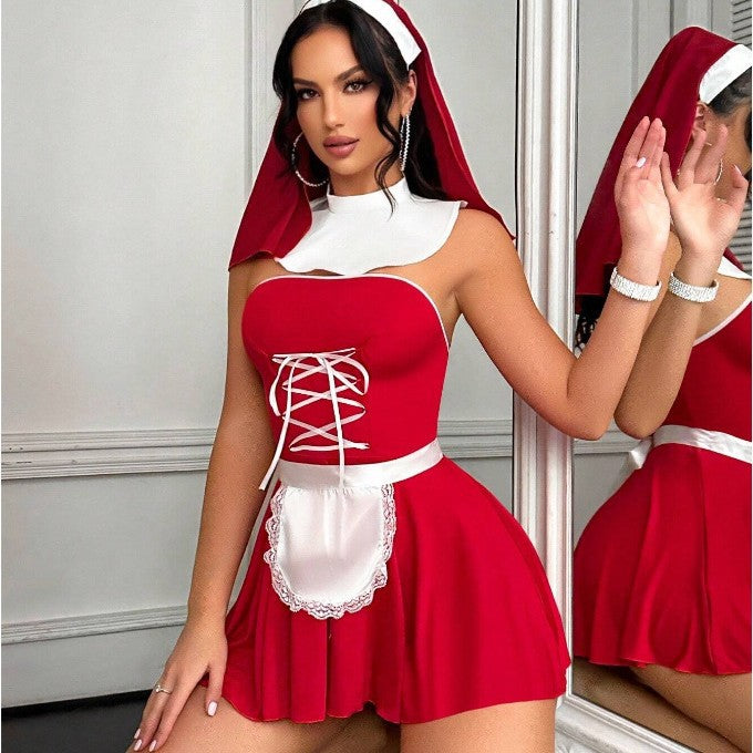 Frauen Verspielt Nonnenkostüm Kleid Drune