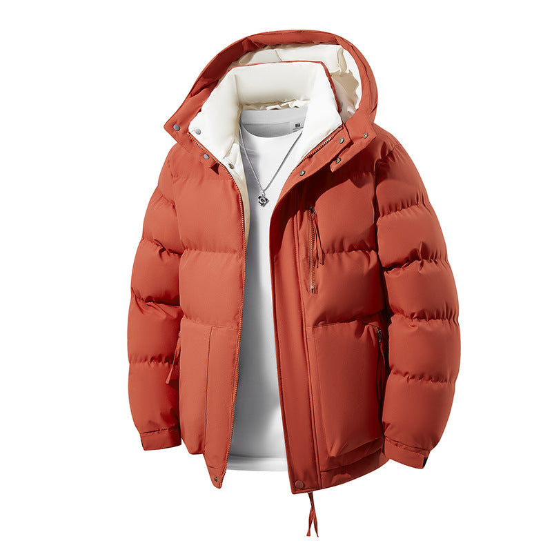 Herren Wärmende Daunenoptik‑Steppjacke mit Kapuze, Thermofutter & Kordelzug Drune