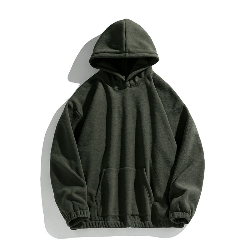 Unisex Oversize Fleece-Hoodie mit elastischem Saum und aufgesetzter Kängurutasche Drune