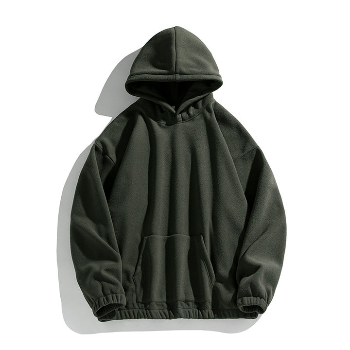 Unisex Oversize Fleece-Hoodie mit elastischem Saum und aufgesetzter Kängurutasche Drune