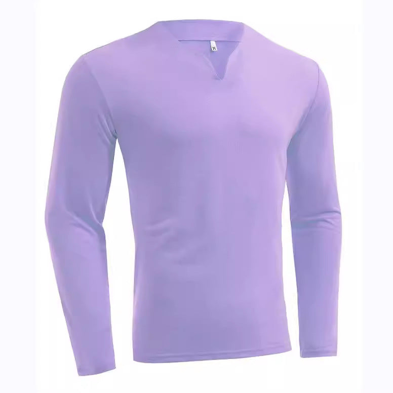 Herren nan Langarmshirt mit V-Ausschnitt Slim Fit Baumwollmix und elastischem Komfortbund Drune