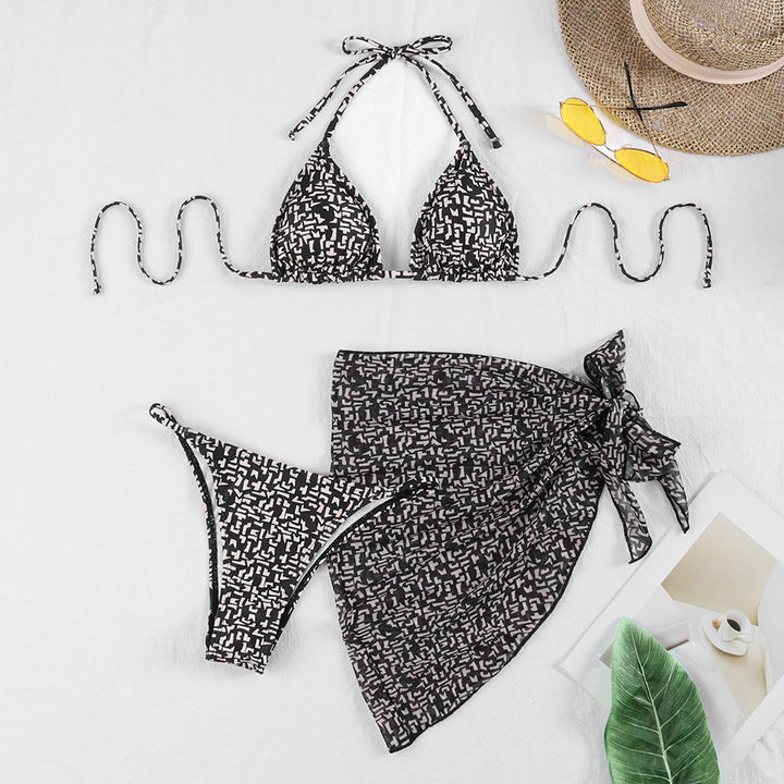 Damen Triangel-Bikini mit modischem Karomuster und praktischer Wickelrobe Drune
