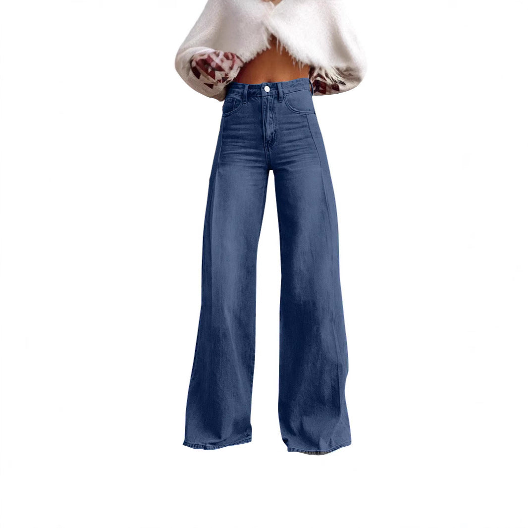 Damen Weite High-Waist Jeans im Urbanen Stil Drune