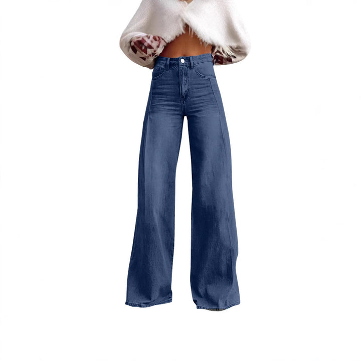Damen nan hochgeschnittene Schlagjeans mit extra weitem Bein, figurstreckender Passform und dezenter Vintage-Waschung Drune