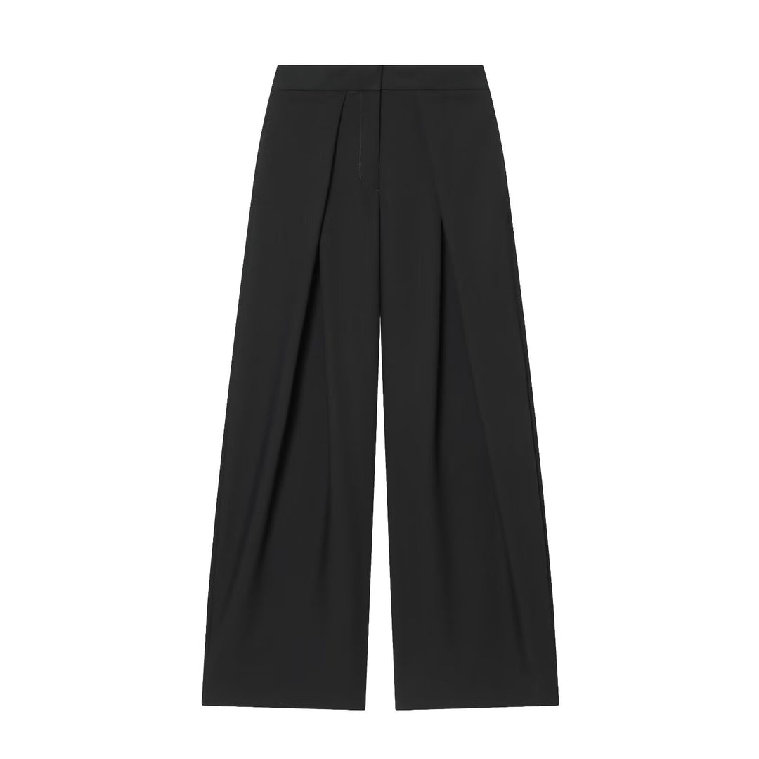 Damen Taillenhohe Bundfaltenhose mit extra weitem Bein und Bügelfalte Drune