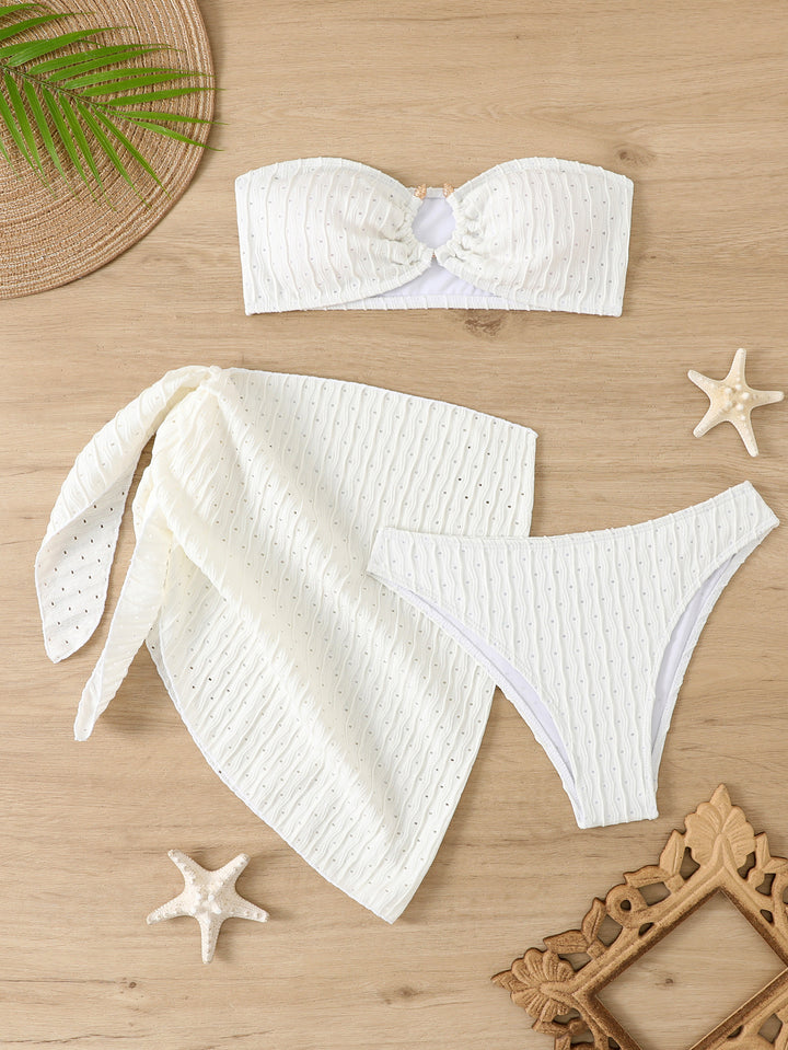 Damen Bandeau Bikini mit eleganter Raffstruktur Drune