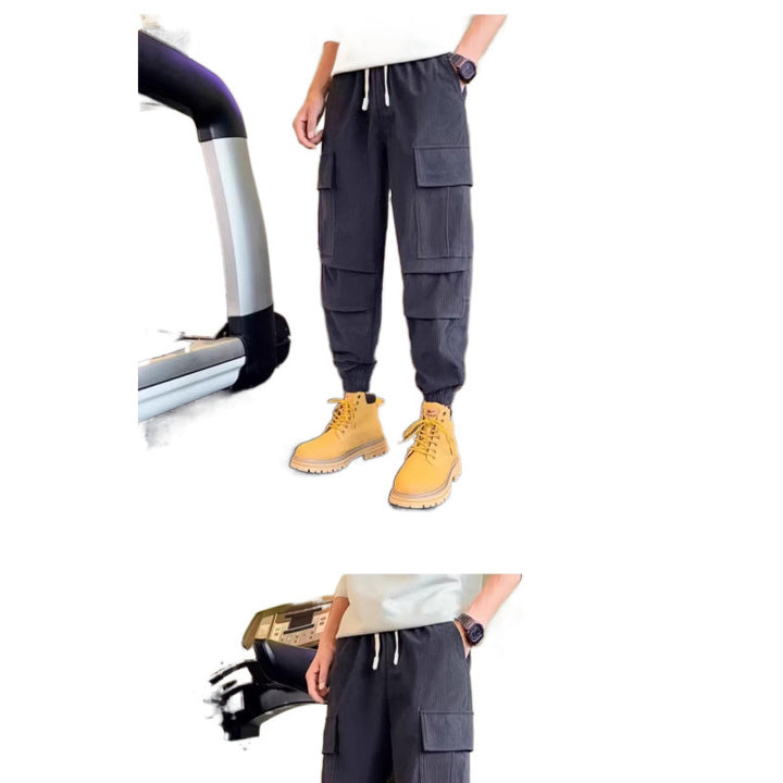 Herren Cargo-Jogginghose aus Cordoptik mit Mehrfach‑Taschen und elastischem Saum Drune
