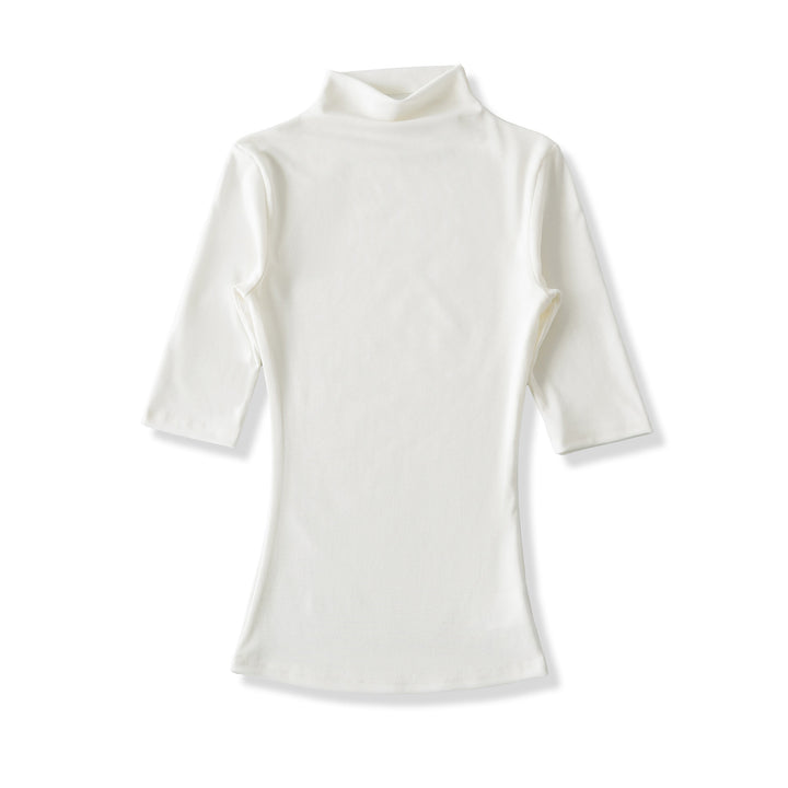 Damen Figurbetontes Stehkragen-Shirt mit halblangen Ärmeln Drune