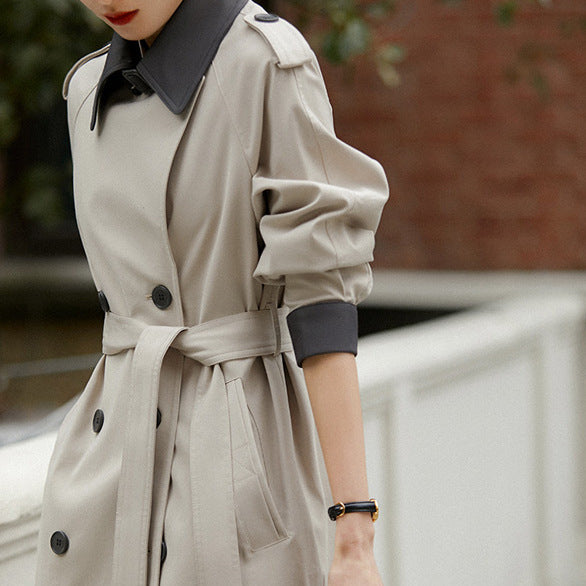 Damen Stilvolle Trenchcoat mit Taillengürtel Drune