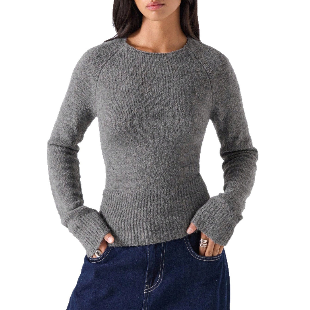 Damen Strickpullover mit geripptem Saum und bequemem Schnitt Drune