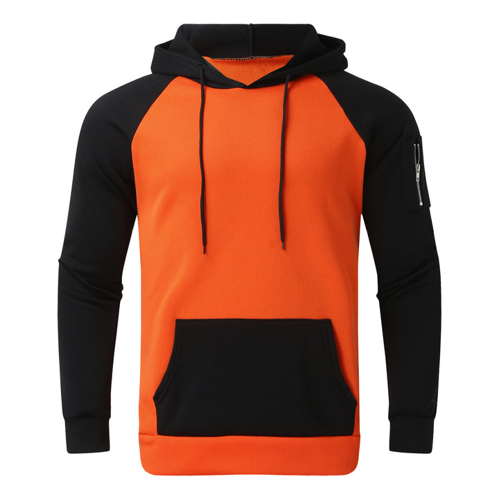 Herren nan Raglan-Kapuzenpullover aus Baumwollmix mit Kängurutasche, Ärmeltasche und Kapuzenkordel Drune