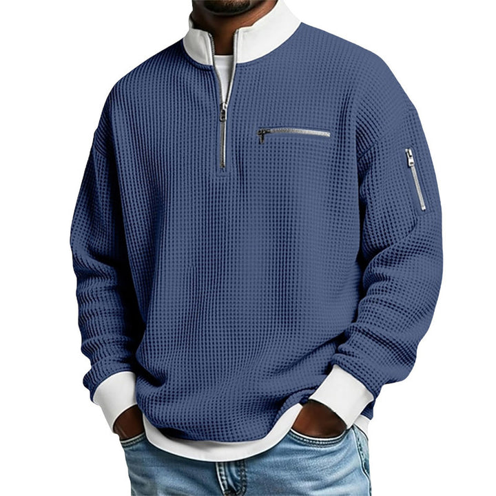 Herren Sportlicher Quarter-Zip Pullover mit strukturiertem Muster Drune