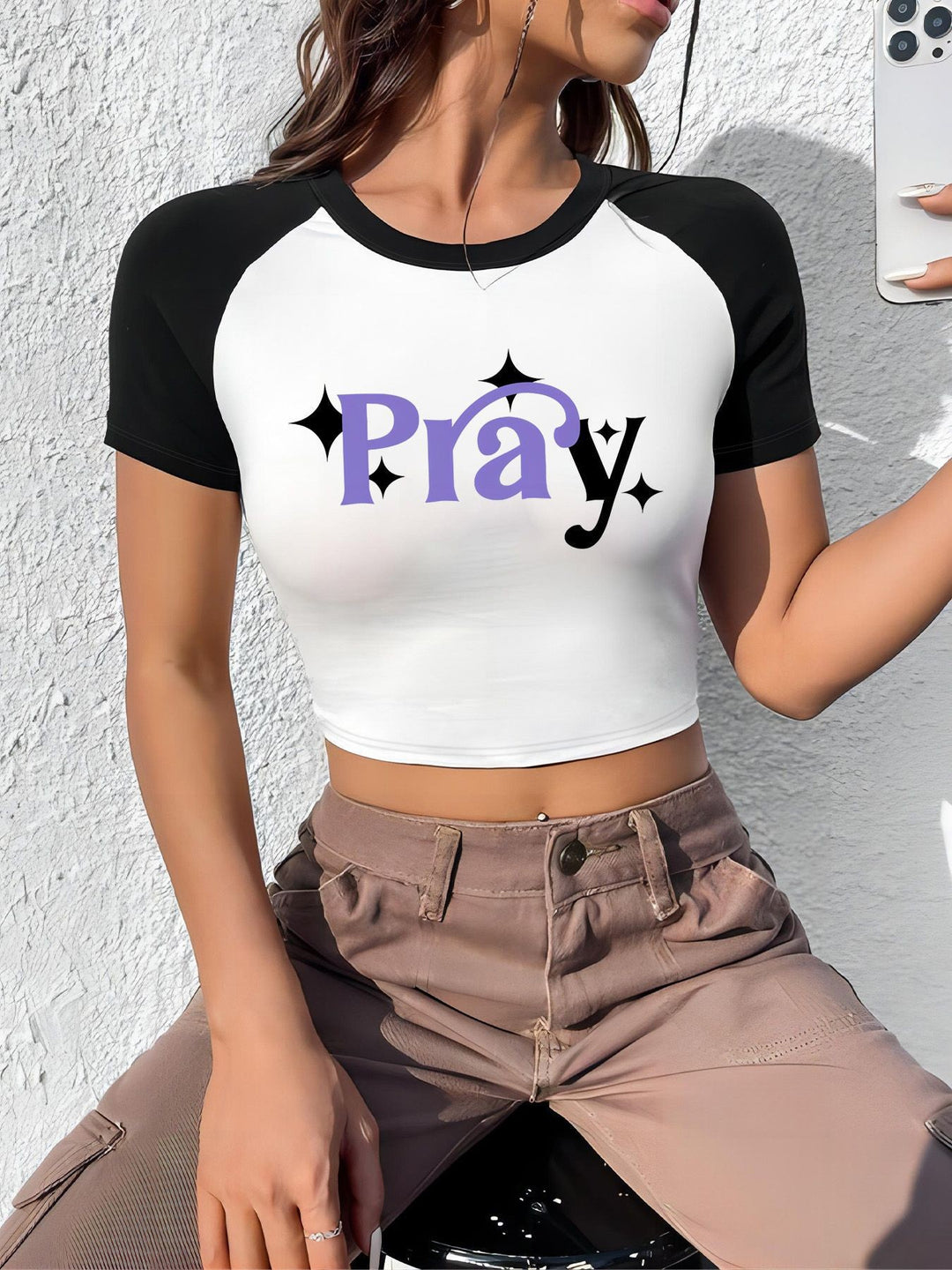 Damen Crop-Top mit motivierendem Schriftzug und lässigem Schnitt Drune