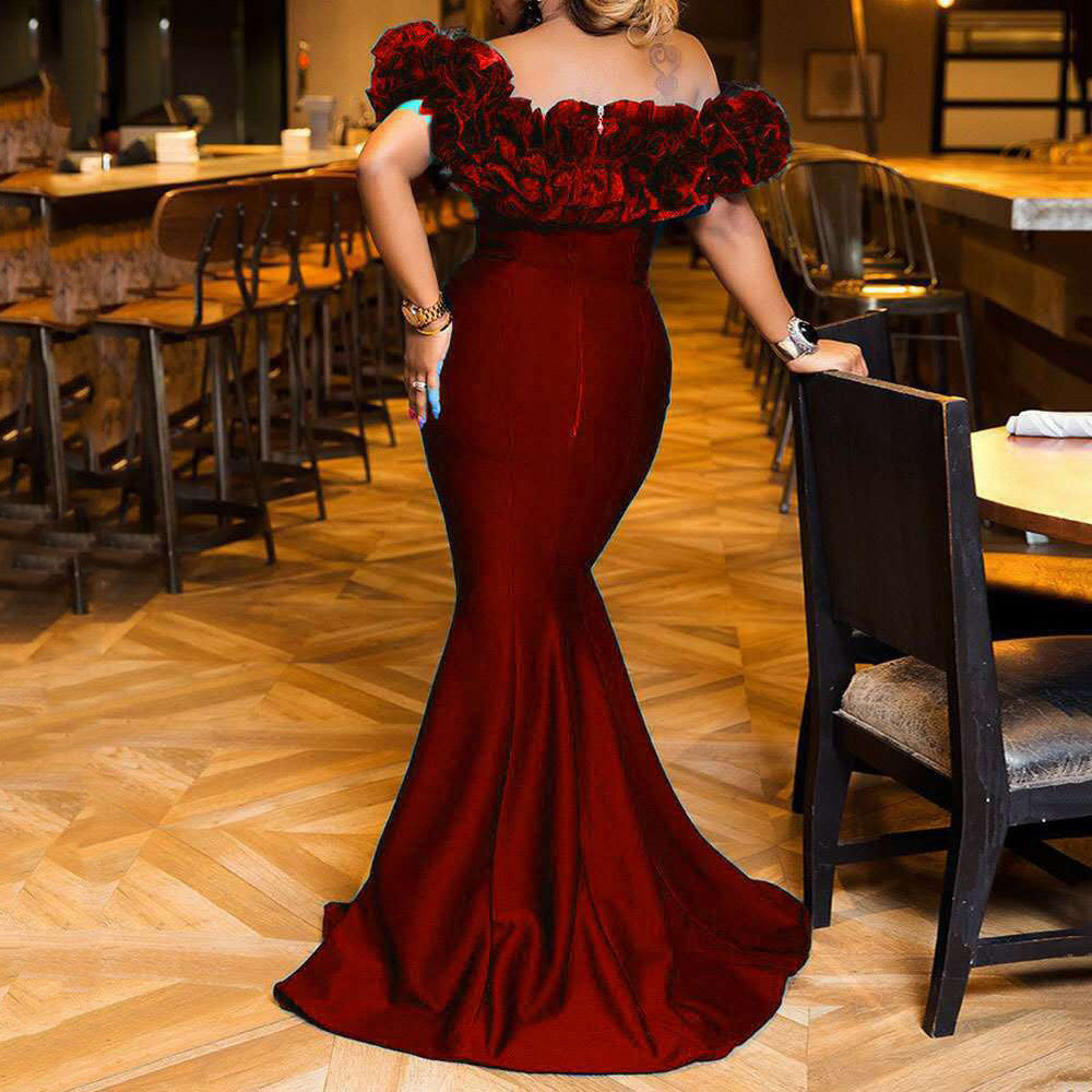 Damen Abendkleid mit voluminösem Rüschensaum Drune