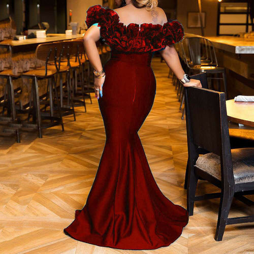 Damen Abendkleid mit voluminösem Rüschensaum Drune