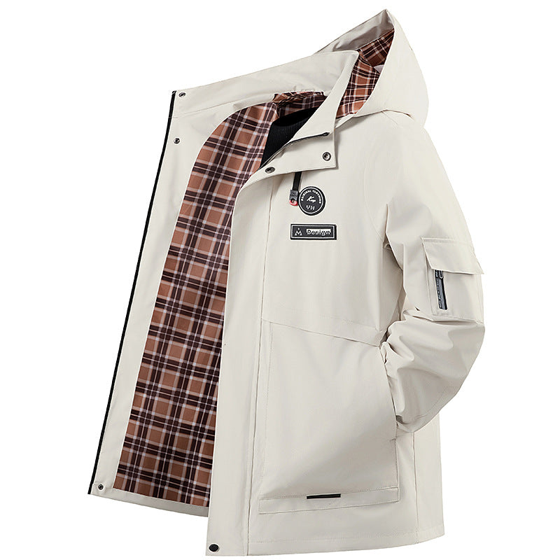 Herren Wasserabweisende Outdoor-Jacke mit verstellbarem Kragen Drune