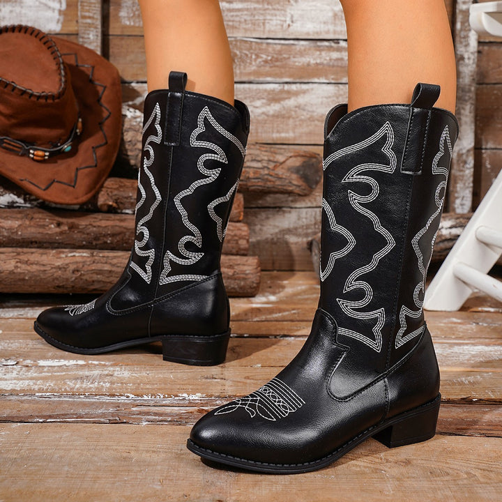 Damen Country Stil Western Stiefel Drune