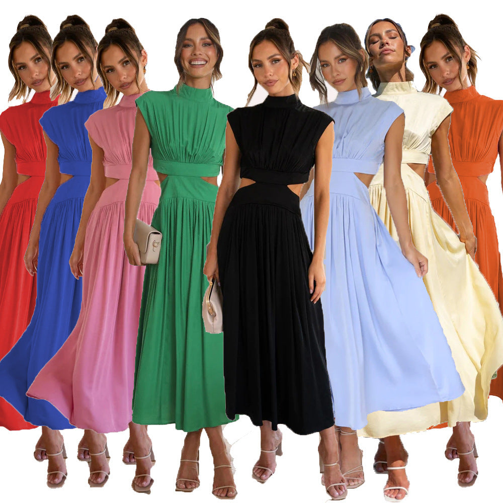 Damen Maxikleid mit eleganter Drapierung und modischen Cut-Out-Details Drune