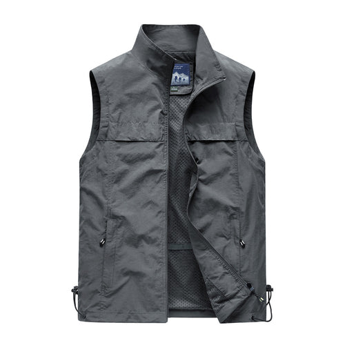 Herren Leichte wind- und wasserabweisende Utility-Weste mit Stehkragen, Mesh-Futter & verstellbarem Saum Drune