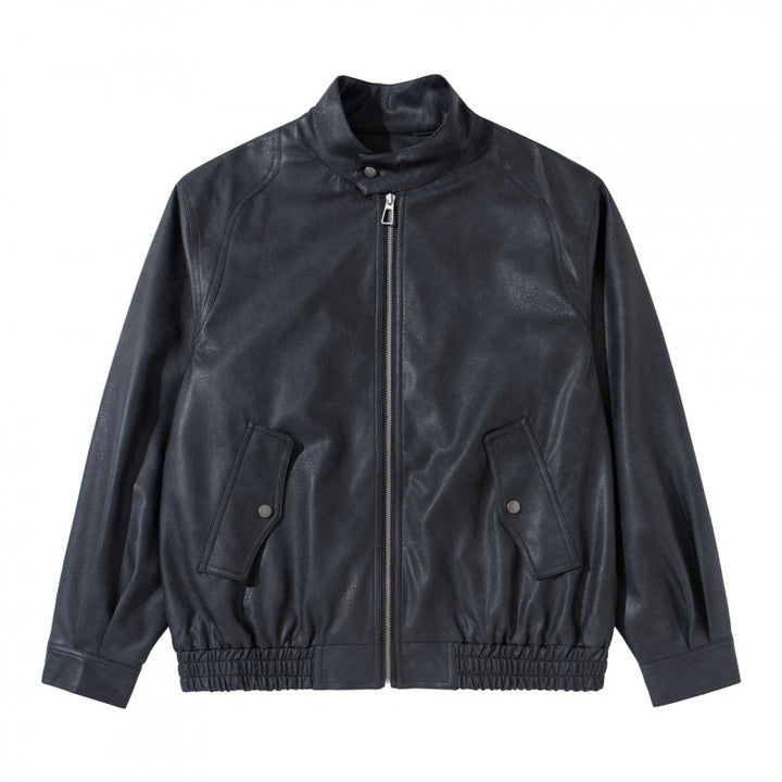 Herren Kurzblouson aus Veloursleder‑Optik mit Stehkragen, Raglanärmeln und elastischem Saum Drune