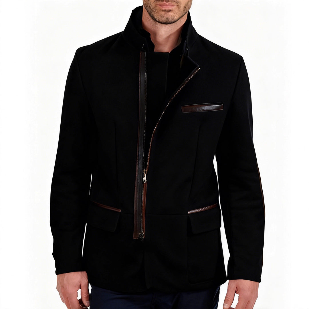Herren nan elegante Wildlederjacke mit Stehkragen und verdecktem Reißverschluss Drune