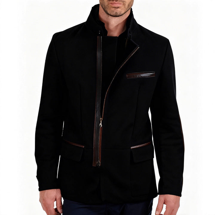 Herren nan elegante Wildlederjacke mit Stehkragen und verdecktem Reißverschluss Drune