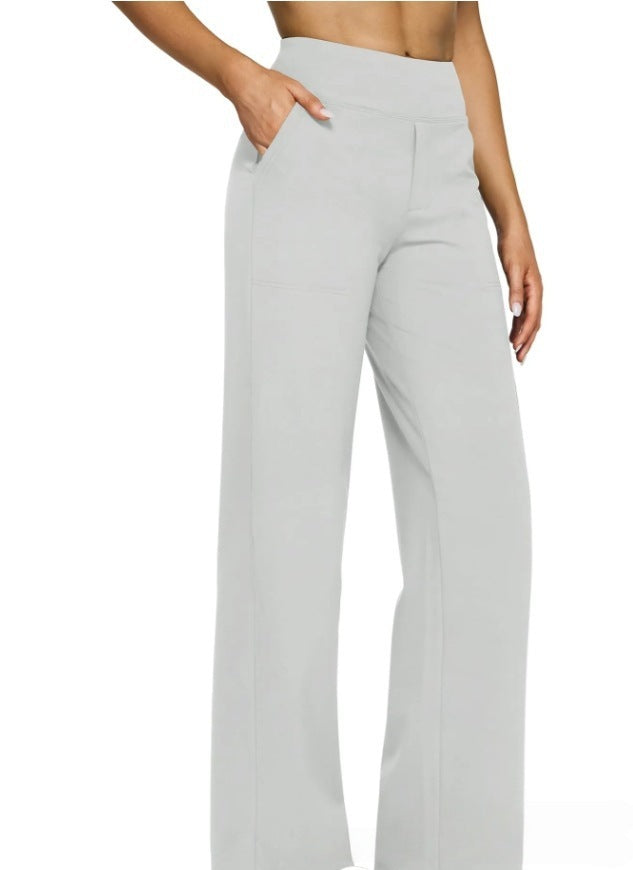 Damen Palazzo Yoga-Hosen mit hohem Bund, weitem Bein und Seitentaschen Drune