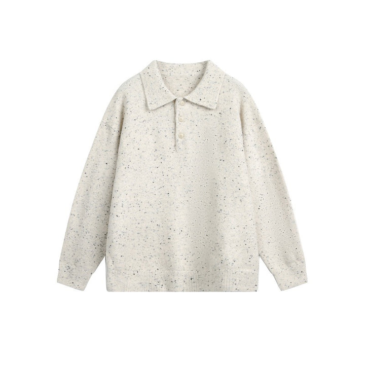 Damen Oversize-Polo-Pullover aus Mélange-Feinstrick mit Polokragen und Knopfleiste Drune