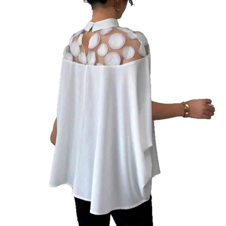 Damen nan weit geschnittene Bluse mit transparentem Rundapplikationseinsatz und Capeärmeln Drune