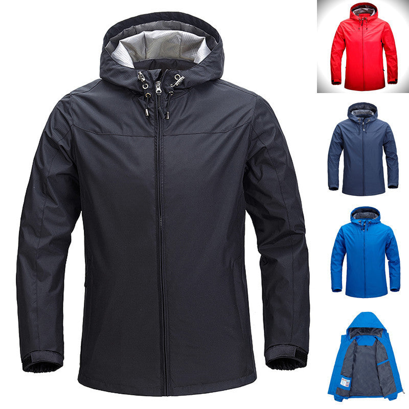 Unisex Leichte packbare Regen- und Windjacke mit verstellbarer Kapuze und atmungsaktivem Futter Drune