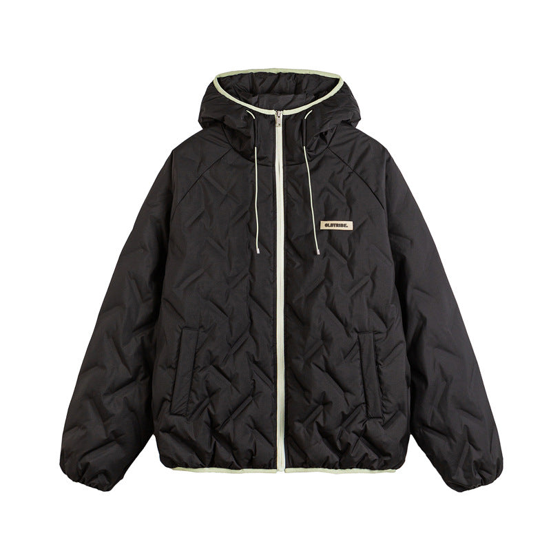 Unisex Wattierte Kapuzenjacke im Boxy-Schnitt mit kontrastkanten und elastischem Saum Drune