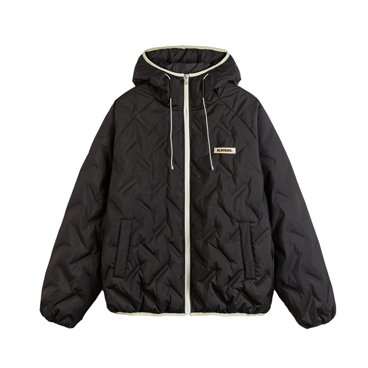 Unisex Wattierte Kapuzenjacke im Boxy-Schnitt mit kontrastkanten und elastischem Saum Drune